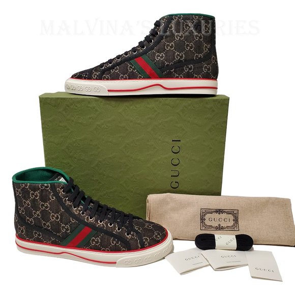 GUCCI MENS SNEAKERS TENNIS 1977 GG SUPREME CANVAS SHOES sz 10 10.5 US - Picture 2 of 16